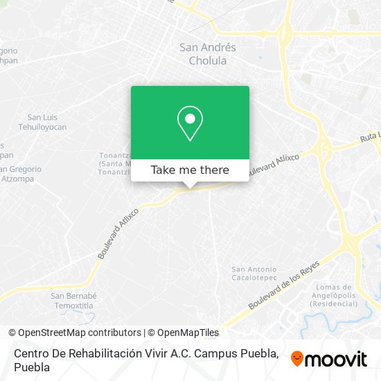 Mapa de Centro De Rehabilitación Vivir A.C. Campus Puebla