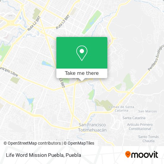 Mapa de Life Word Mission Puebla