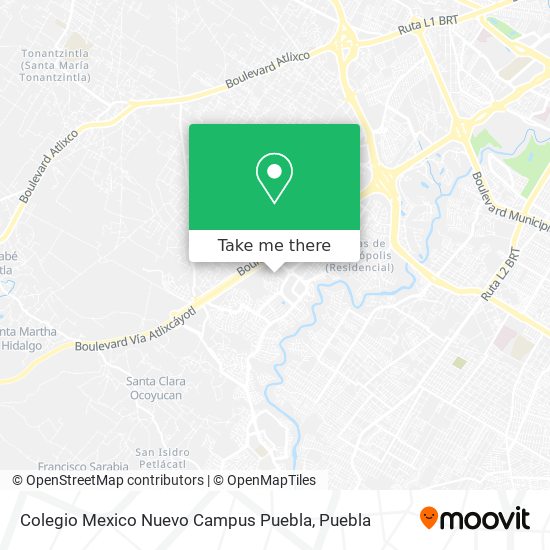 Colegio Mexico Nuevo Campus Puebla map