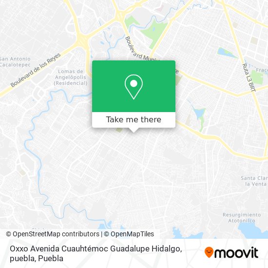 Oxxo Avenida Cuauhtémoc Guadalupe Hidalgo, puebla map