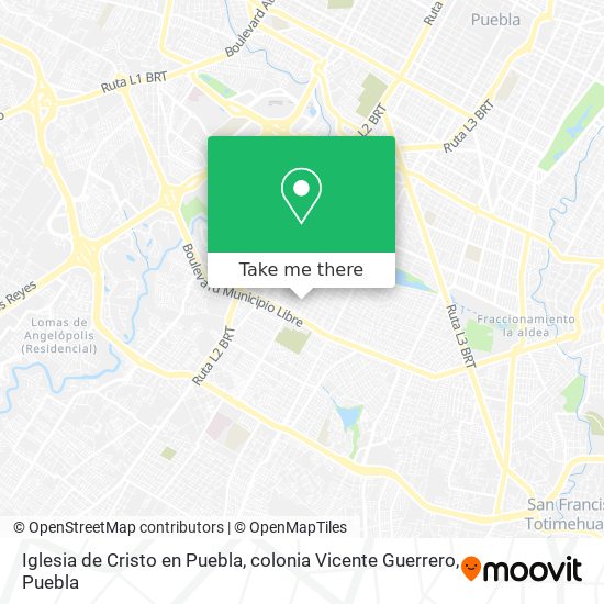 Mapa de Iglesia de Cristo en Puebla, colonia Vicente Guerrero
