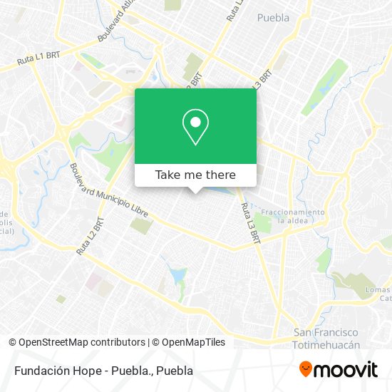 Mapa de Fundación Hope - Puebla.