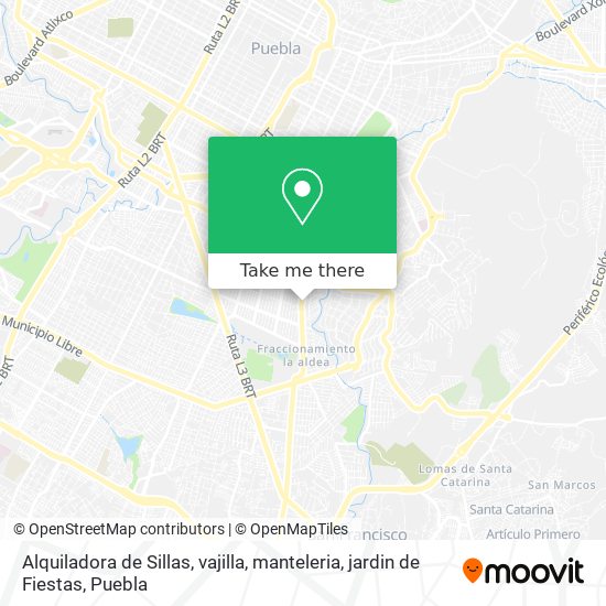 Mapa de Alquiladora de Sillas, vajilla, manteleria, jardin de Fiestas
