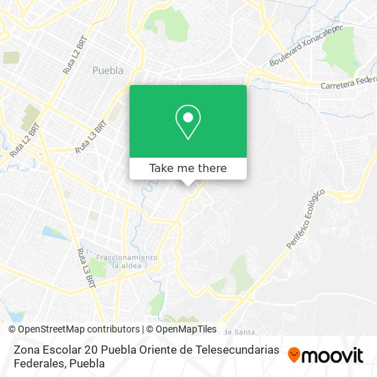 Zona Escolar 20 Puebla Oriente de Telesecundarias Federales map