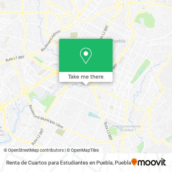 Renta de Cuartos para Estudiantes en Puebla map