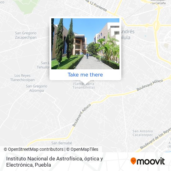 Mapa de Instituto Nacional de Astrofísica, óptica y Electrónica