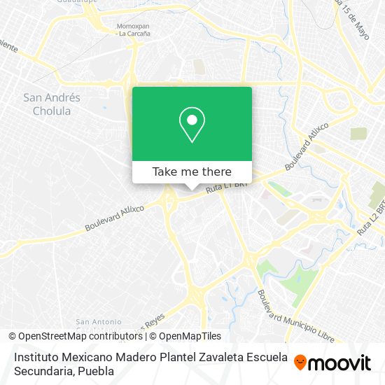 Instituto Mexicano Madero Plantel Zavaleta Escuela Secundaria map