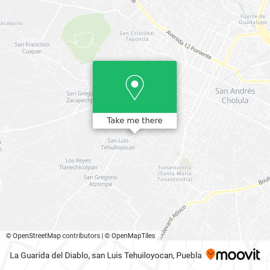Mapa de La Guarida del Diablo, san Luis Tehuiloyocan