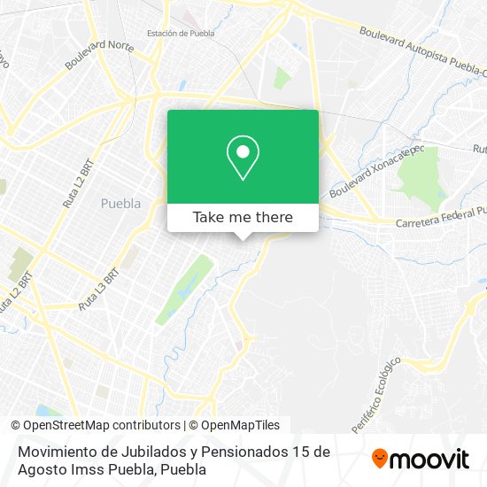 Movimiento de Jubilados y Pensionados 15 de Agosto Imss Puebla map