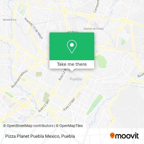 Mapa de Pizza Planet Puebla Mexico