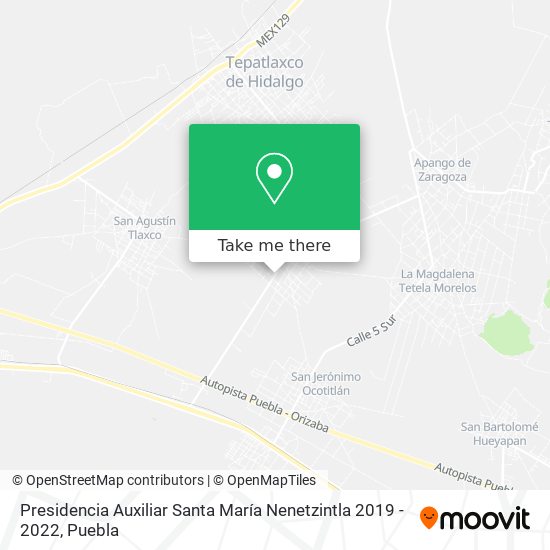 Mapa de Presidencia Auxiliar Santa María Nenetzintla 2019 - 2022