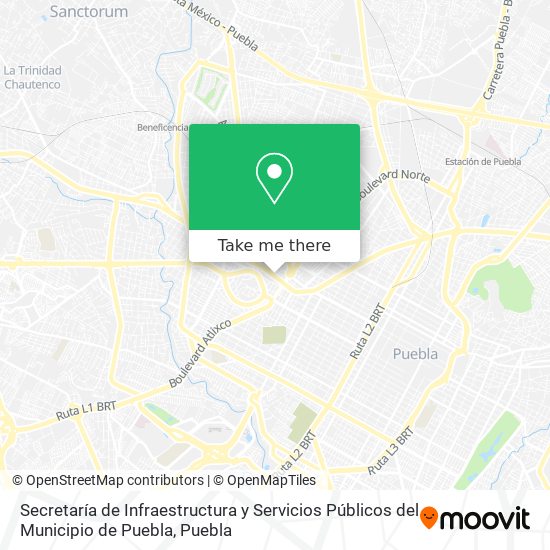 Secretaría de Infraestructura y Servicios Públicos del Municipio de Puebla map