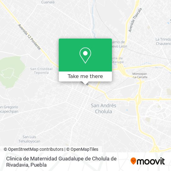 Mapa de Clinica de Maternidad Guadalupe de Cholula de Rivadavia