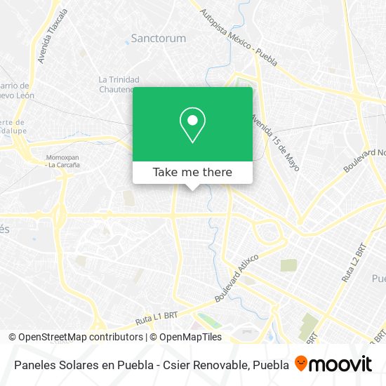 Paneles Solares en Puebla - Csier Renovable map