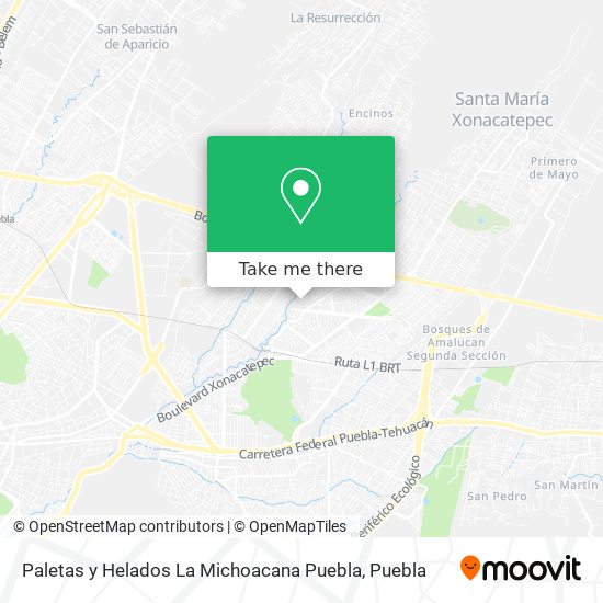 Mapa de Paletas y Helados La Michoacana Puebla