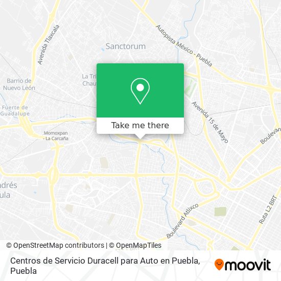 Centros de Servicio Duracell para Auto en Puebla map
