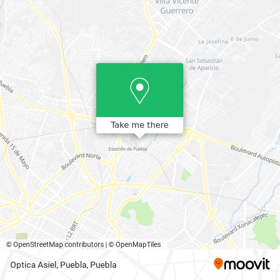 Mapa de Optica Asiel, Puebla