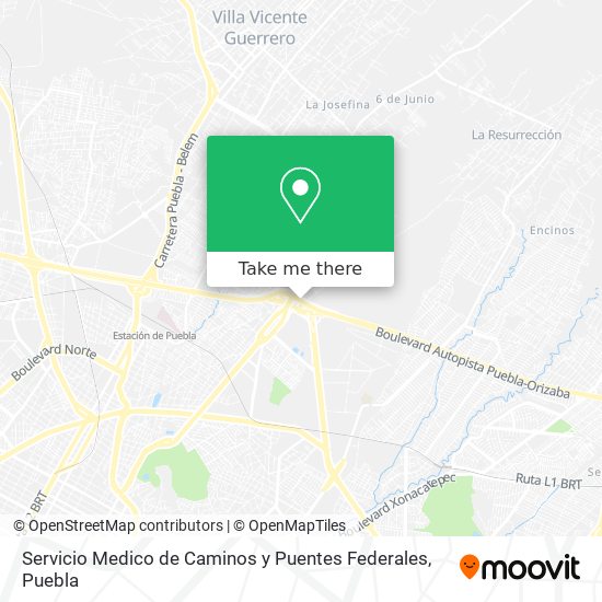 Servicio Medico de Caminos y Puentes Federales map