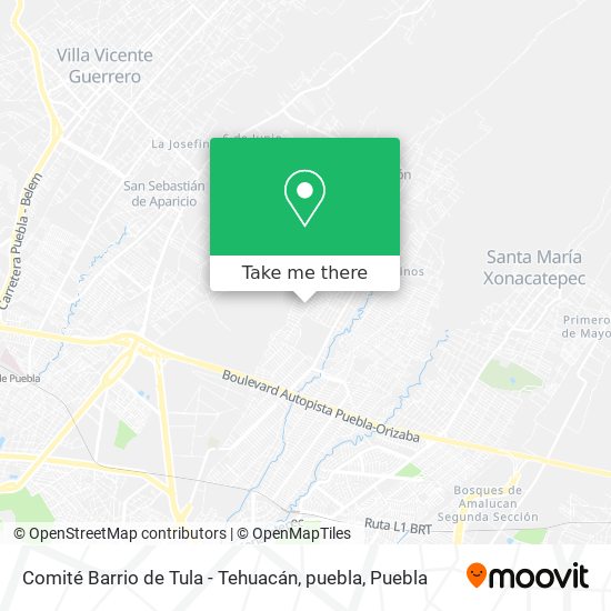 Comité Barrio de Tula - Tehuacán, puebla map