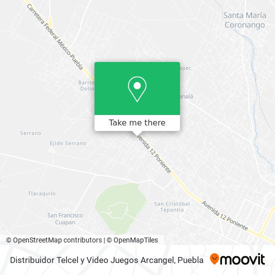 Mapa de Distribuidor Telcel y Video Juegos Arcangel