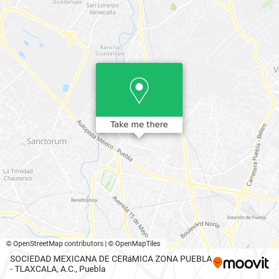 SOCIEDAD MEXICANA DE CERáMICA ZONA PUEBLA - TLAXCALA, A.C. map