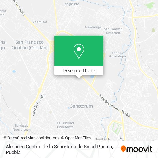 Mapa de Almacén Central de la Secretaría de Salud Puebla