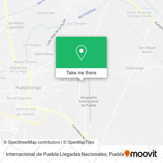 Internacional de Puebla-Llegadas Nacionales map