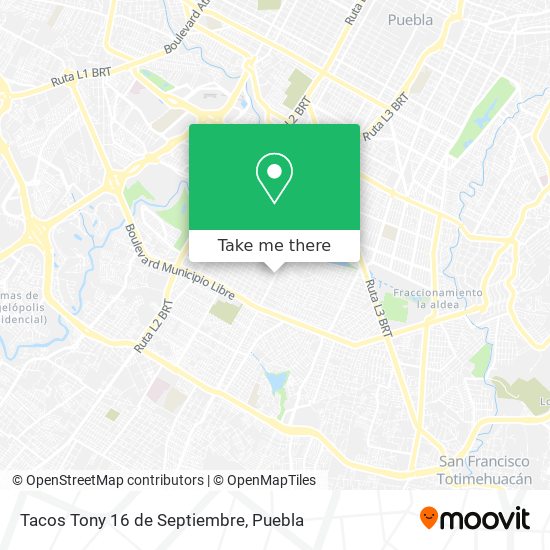 Mapa de Tacos Tony 16 de Septiembre