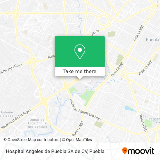 Hospital Angeles de Puebla SA de CV map