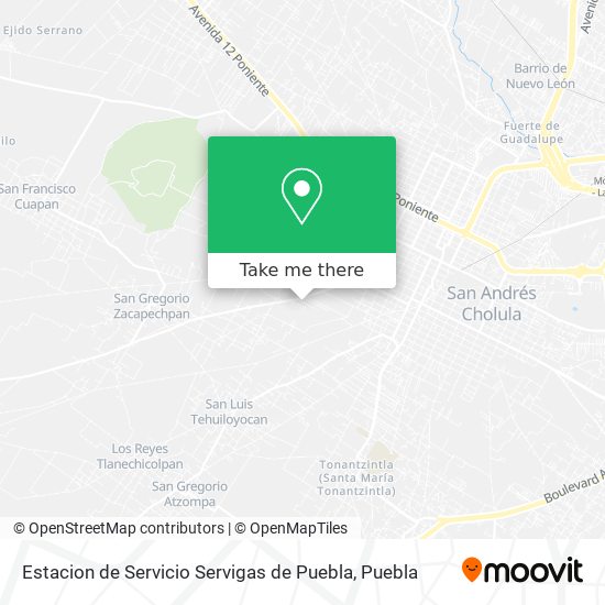 Mapa de Estacion de Servicio Servigas de Puebla