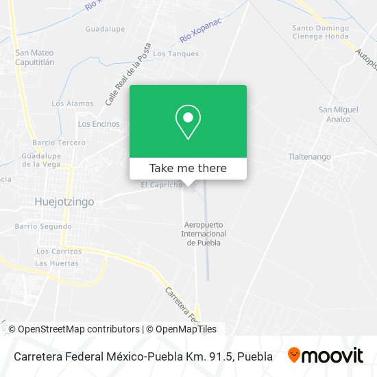 Mapa de Carretera Federal México-Puebla Km. 91.5