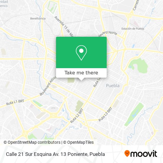 Calle 21 Sur Esquina Av. 13 Poniente map