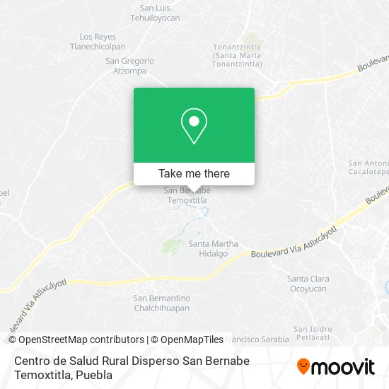 Mapa de Centro de Salud Rural Disperso San Bernabe Temoxtitla