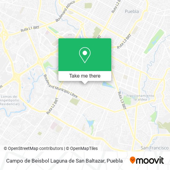 Mapa de Campo de Beisbol Laguna de San Baltazar