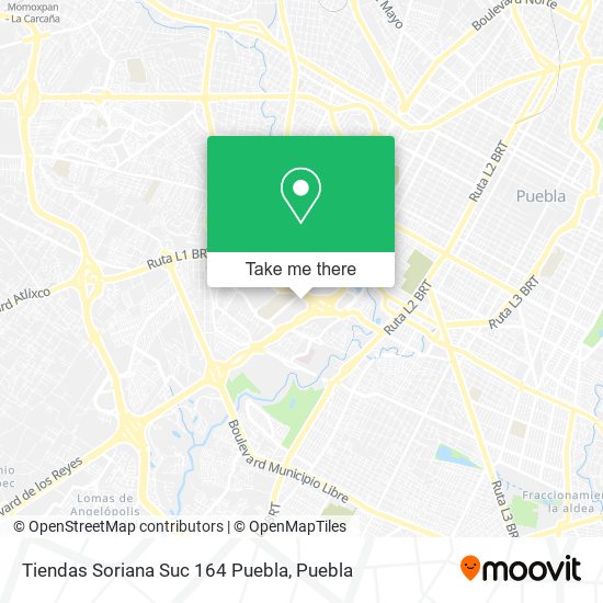 Mapa de Tiendas Soriana Suc 164 Puebla