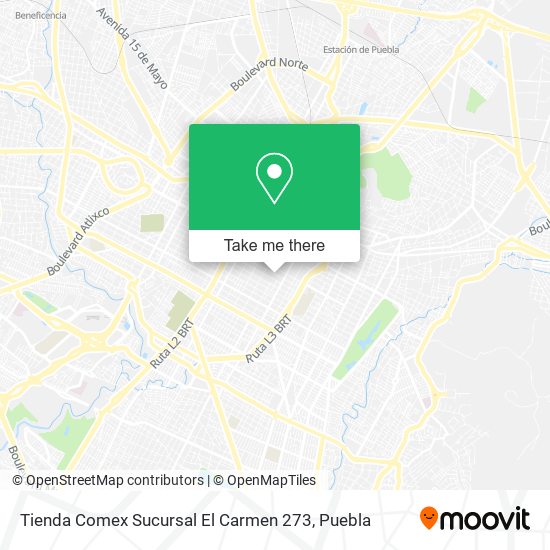 Mapa de Tienda Comex Sucursal El Carmen 273