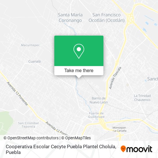 Mapa de Cooperativa Escolar Cecyte Puebla Plantel Cholula