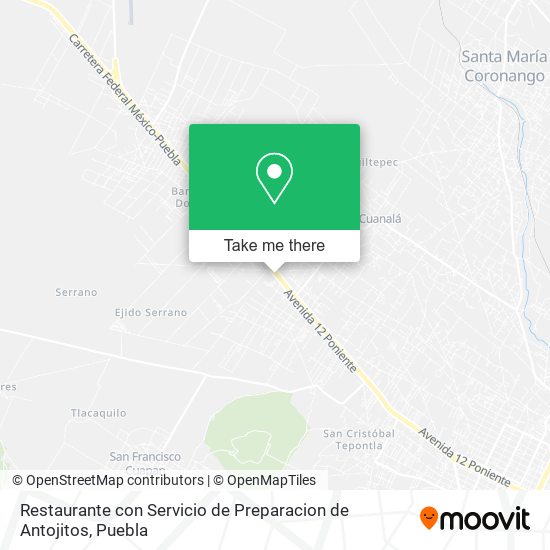 Mapa de Restaurante con Servicio de Preparacion de Antojitos