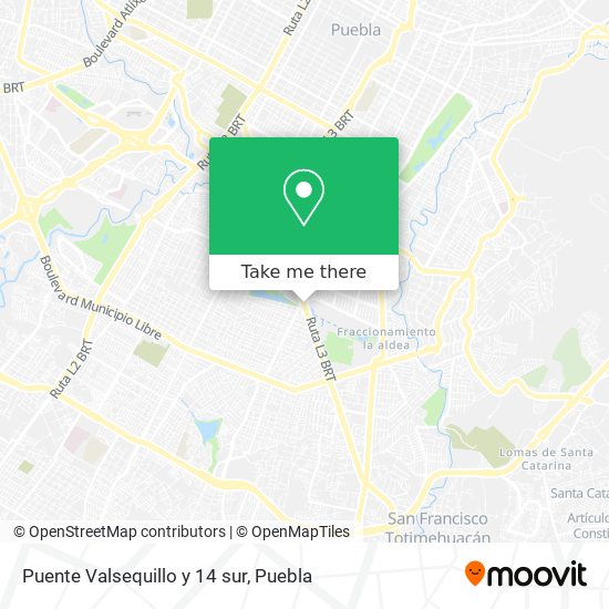 Puente Valsequillo y 14 sur map
