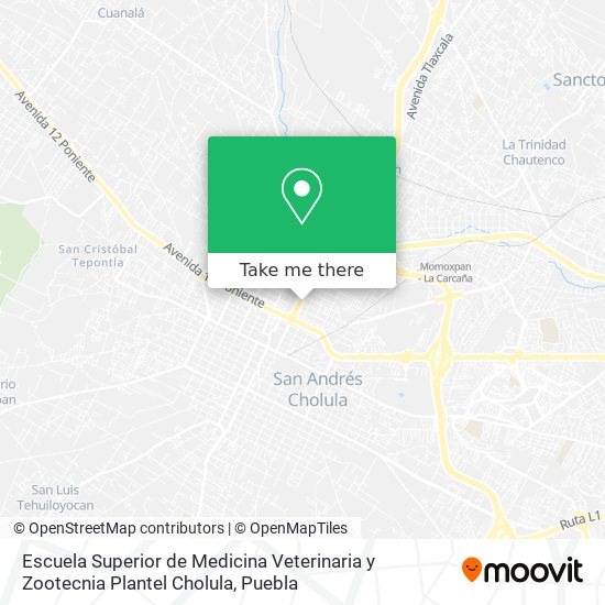 Mapa de Escuela Superior de Medicina Veterinaria y Zootecnia Plantel Cholula