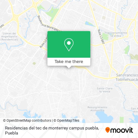 Mapa de Residencias del tec de monterrey campus puebla