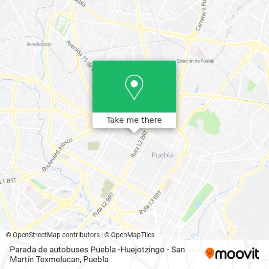 Mapa de Parada de autobuses Puebla -Huejotzingo - San Martín Texmelucan