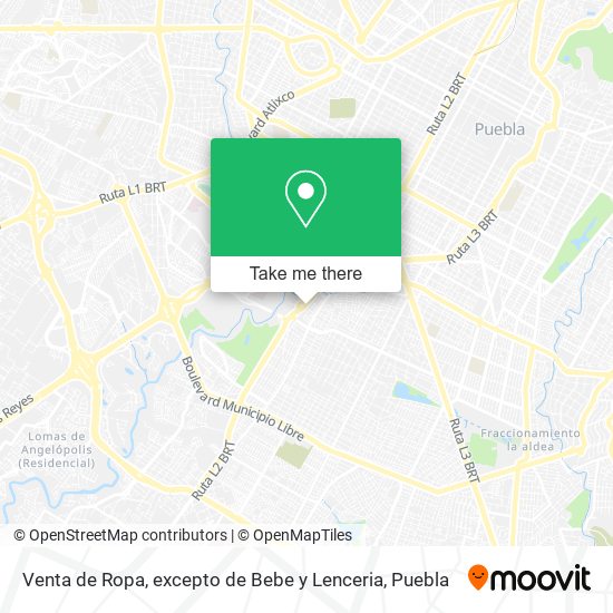 Mapa de Venta de Ropa, excepto de Bebe y Lenceria