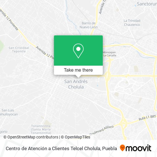 Centro de Atención a Clientes Telcel Cholula map