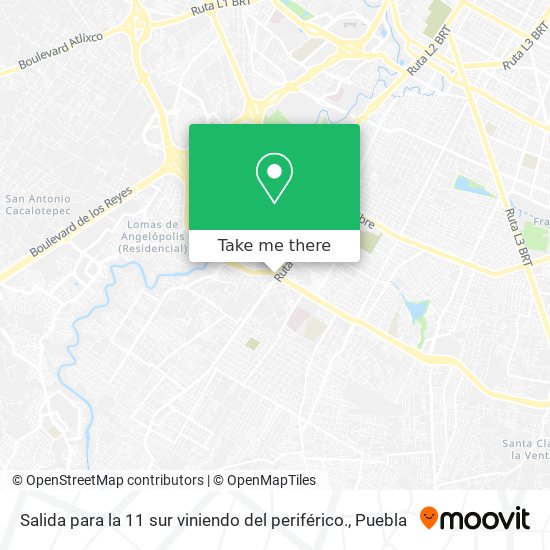 Salida para la 11 sur viniendo del periférico. map