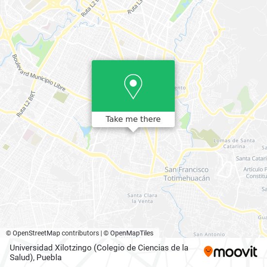 Mapa de Universidad Xilotzingo (Colegio de Ciencias de la Salud)