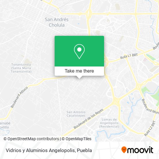 Mapa de Vidrios y Aluminios Angelopolis