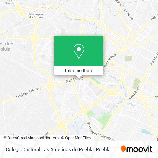 Mapa de Colegio Cultural Las Américas de Puebla
