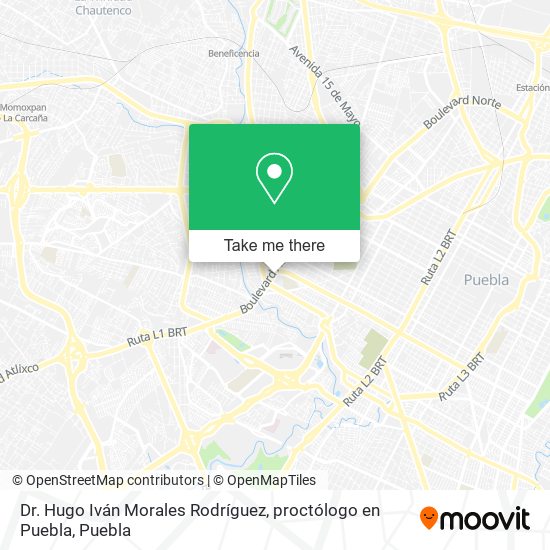 Dr. Hugo Iván Morales Rodríguez, proctólogo en Puebla map