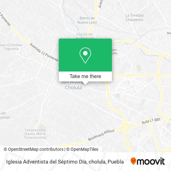 Mapa de Iglesia Adventista del Séptimo Día, cholula